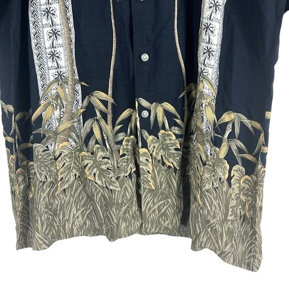 Campia Moda Palm Tree Button Down Shirt Mens L Black Tropical Beachy Retro 90s - Picture 4 of 6